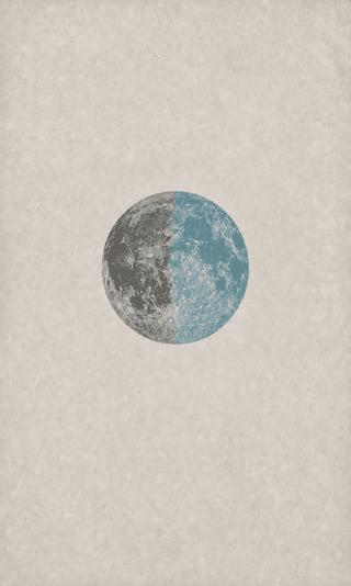 A complete archival moon specimen showing a cyan-blue first quarter