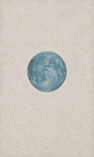 A complete archival moon specimen showing a cyan-blue waxing gibbous phase
